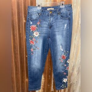 Sandpiper Floral Embroidered Skinny Jeans